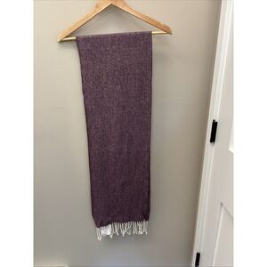 Il Moro Firenze Wool Blend Scarf  Purple Herringbone Made in Italy